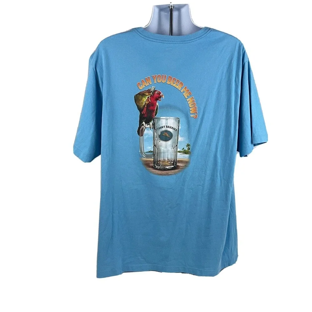 Tommy Bahama Men's Big & Tall T-Shirt 2XLB Can You Beer Me Now Parrot Beach Bar